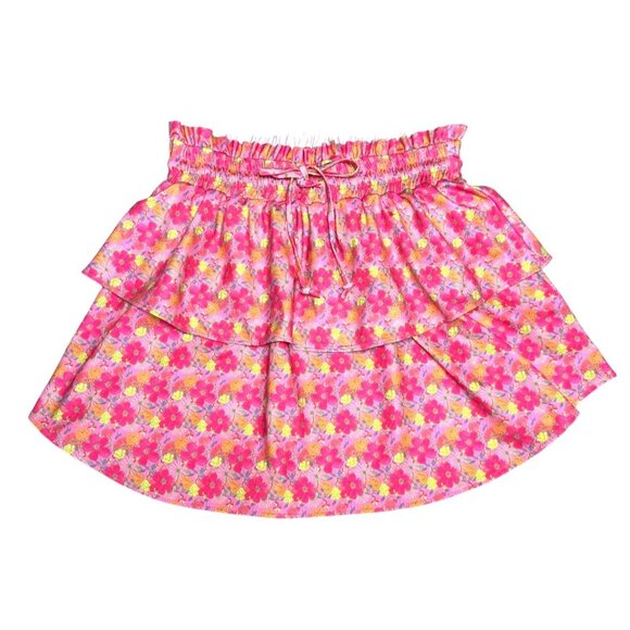 LoveShackFancy Citrine Mini Skirt Small Passion Sound Pink Floral Beach Resort - Picture 2 of 10